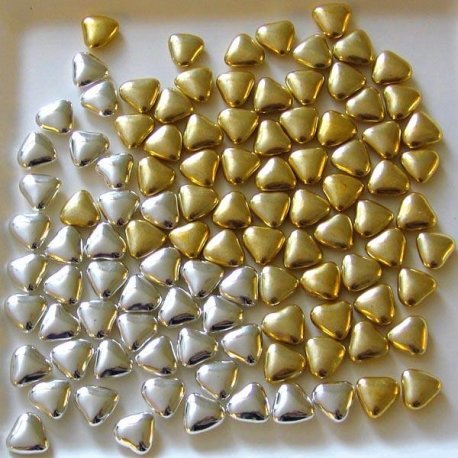Dragées Petits coeurs chocolat Or ou argent