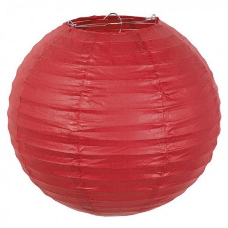 Lampion rond rouge 25 cm