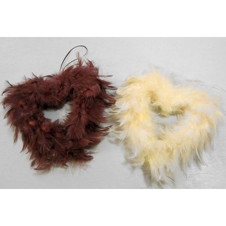 Coeurs en plume ivoire et chocolat