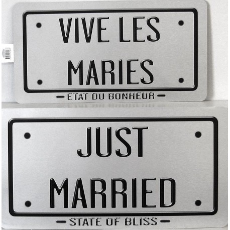 Plaques vive les mariés - argent