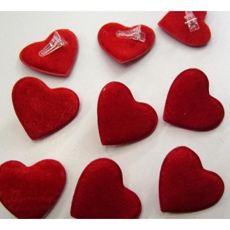 Coeurs rouges déco en velours
