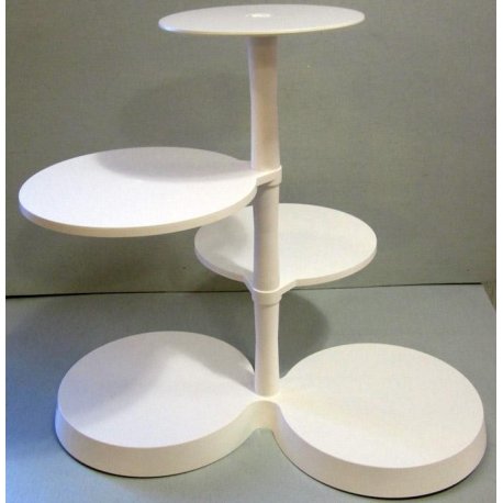 Présentoir blanc rond à gâteaux 5 plateaux