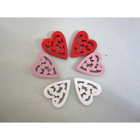 3 couleurs coeurs bois