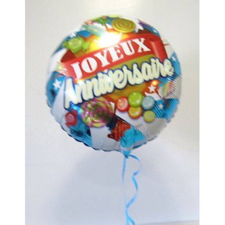 Ballon Alu Anniversaire 45 cm Bonbon Bleu