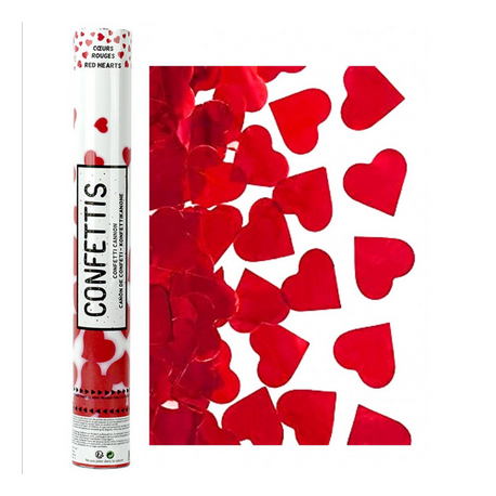 Canons à confettis Coeurs rouges 30 CM