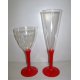 Verres ou Flutes plastique pied rouge
