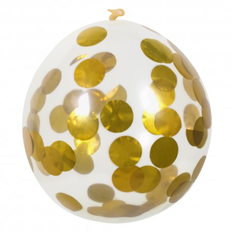 Ballons Transparents avec confettis Or