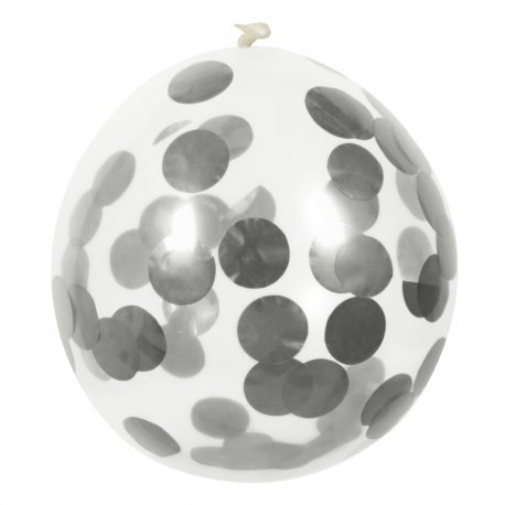 Ballons Transparents avec confettis Argent