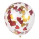 Ballons Transparents avec confettis coeurs Or/rouge