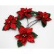4 Poinsettias Rouge sur tige