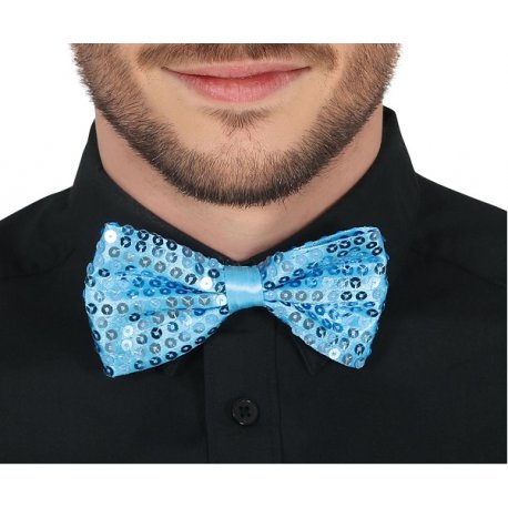 Noeud Papillon bleu ciel à sequins
