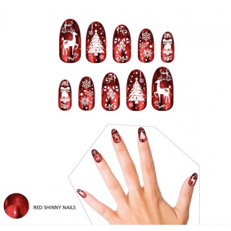 Faux ongles Noel rouges ou verts